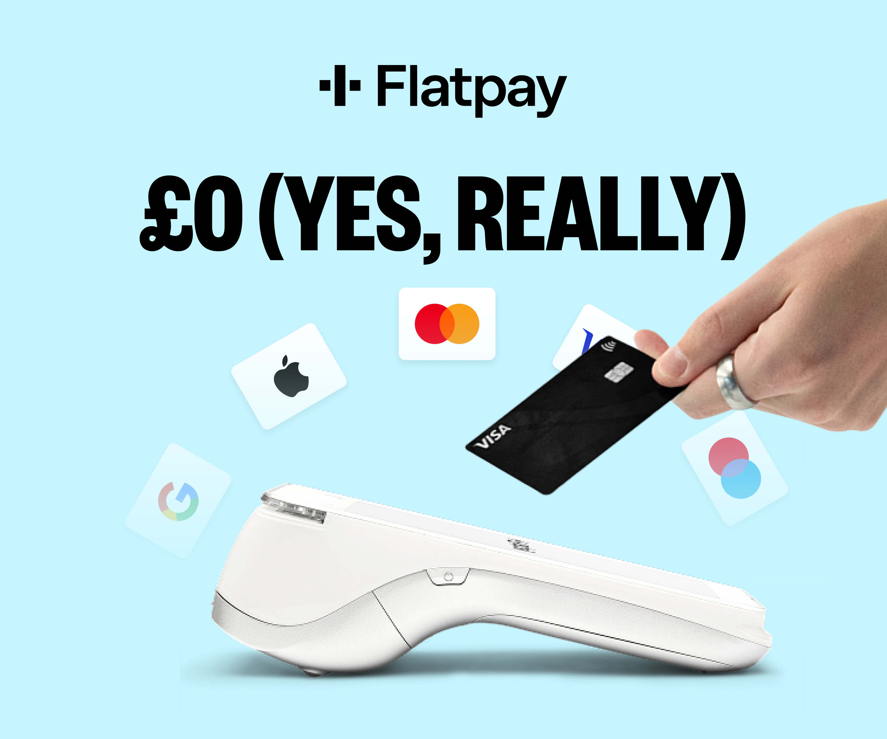 Free card payment terminal for UK businesses. Flat-rate fees, no monthly charges, daily payouts.